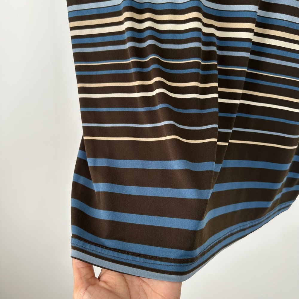 Studio 1940 Women's Striped Short Sleeve Turtleneck Top Brown Blue X-Large - Picture 4 of 5